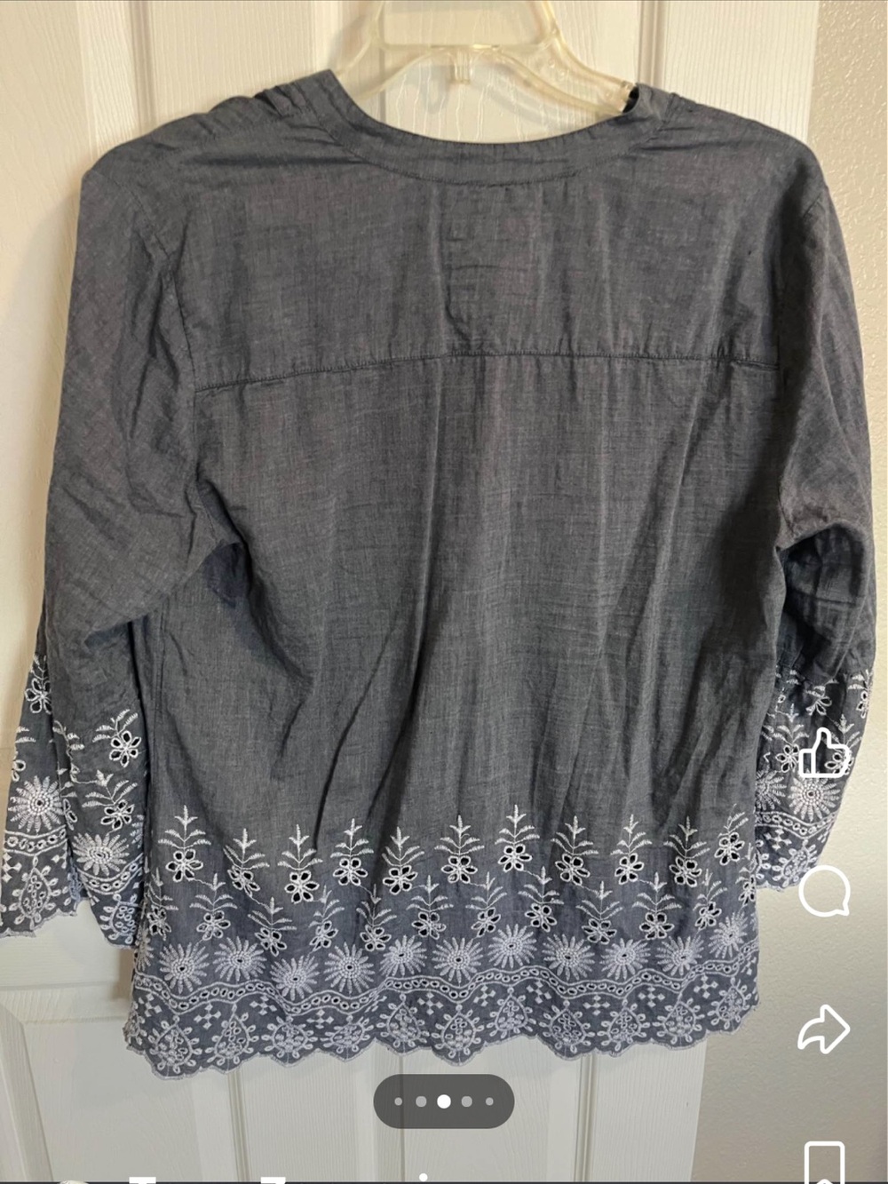 Style & Co. Indigo Blue Embroidered Peasant Tunic - Picture 2 of 10